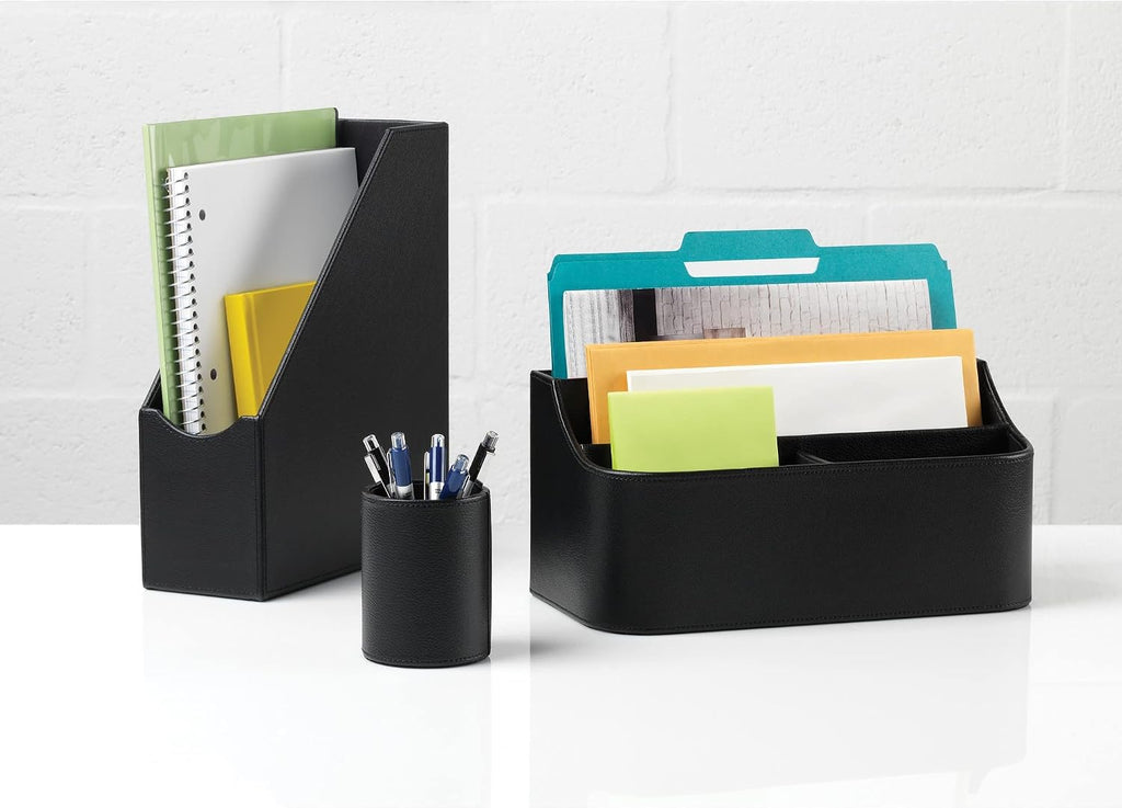 Realspace® Faux Leather Desk Valet, Black