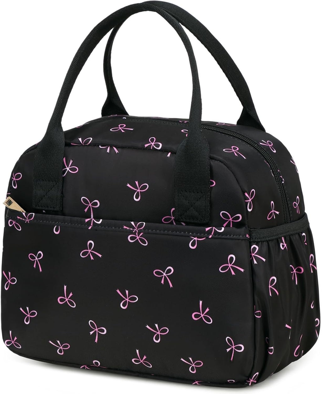 CAMTOP Lunch Box for Women Men Insulated Lunch Bag Lunch Tote Bag Leakproof Thermal Cooler Large Capacity for Travel Work School Picnic (Black Pink Bow)