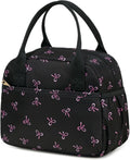 CAMTOP Lunch Box for Women Men Insulated Lunch Bag Lunch Tote Bag Leakproof Thermal Cooler Large Capacity for Travel Work School Picnic (Black Pink Bow)