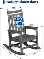 Garvee 2-Tier Outdoor Rockiong Chair 18 x 15 inch, HDPE Patio End Tables for Pool Deck Indoor Backyard, Gray