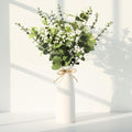 Artificial Flowers in Vase Set, Eucalyptus Stems and Baby’s Breath Bundle, Fake Plants Floral Arrangement with Ceramic Vase for Table Centerpiece Home Décor