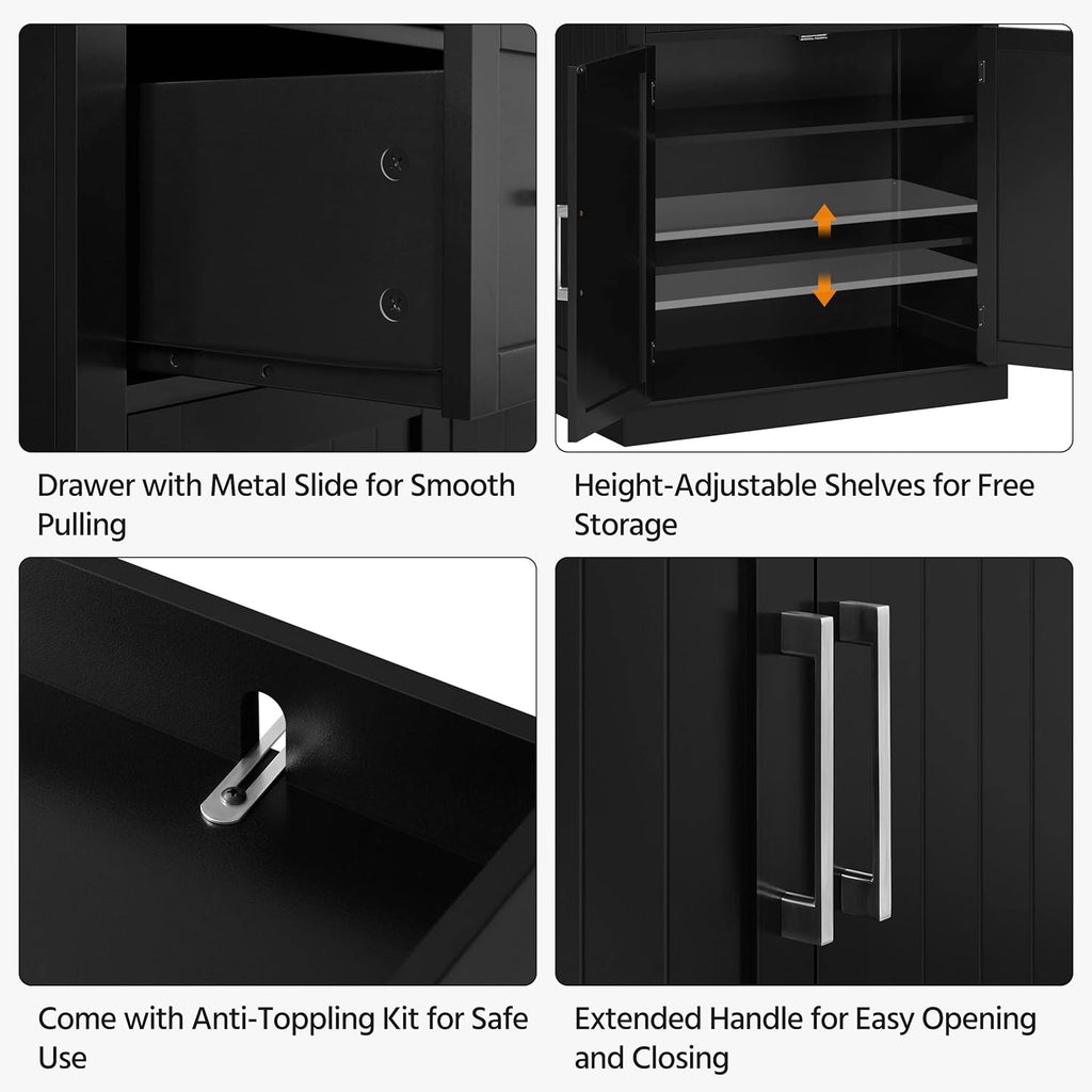 Yaheetech Kitchen Pantry Storage Cabinet with Drawer, Freestanding Pantry Cabinets with 2 Adjustable Shelves, 72.5" Tall Storage Cupboard for Kitchen/Dining Room/Bathroom/Hallway, Black