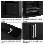 Yaheetech Kitchen Pantry Storage Cabinet with Drawer, Freestanding Pantry Cabinets with 2 Adjustable Shelves, 72.5" Tall Storage Cupboard for Kitchen/Dining Room/Bathroom/Hallway, Black