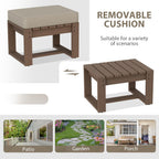 EAGLE PEAK Natural Cedar Outdoor Patio Ottomans with Removable Cushions, Set of 2, Outdoor Real Wood Footrest Contemporary Décor for Deck, Porch, Balcony and Backyard, Brownish/Beige