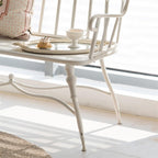 Garden 47.2-inch Outdoor Garden Bench with Backrest, Retro White Iron, Suitable for Terrace, Balcony, Backyard Seat