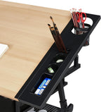 Yaheetech Height Adjustable Drafting Table Drawing Table Artist Desk Tilting Tabletop Art Craft Desk Watercolor Paintings Sketching Work Station w/2 Storage Drawers and Stool for Home Office