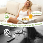 SINWANT Couch Arm Table,Bamboo Couch Arm Tray Clip on Sofa Armrest,Chair Side Table for Small Spaces Drink Eating Dinner