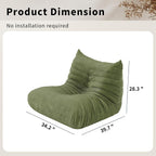 Bean Bag Chair for Adults Fireside Floor Lazy Sofa Couches Corduroy Cozy Sofas with Ergonomic Design Memory Foam Lounger Couch for Dorm, Apartment and Gaming Venue,Olive Green