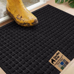 GORILLA GRIP® Ultra Absorbent Front Door Mat Outside Entrance, Traps Dirt and Moisture, HydroABSORB Indoor Outdoor Doormat Holds Up to 1.7 Cups Water, Stain and Fade Resistant Welcome Mat, 29x17 Black