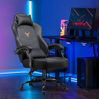 GTPLAYER Gaming Chair for Adults, Big and Tall 300LBS Heavy Duty Office Chair, Ergonomic High Back Lumbar Support and Wide Comfy Cushion with Linkage Armrests, Black Without Pedals
