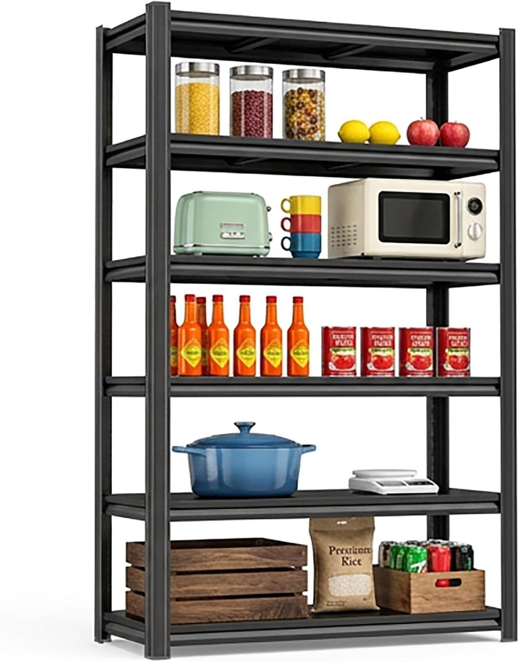 Kitchen Shelf Organizer & Pantry Shelving, 5-Tier Adjustable Metal Bakers Rack, Heavy Duty Storage Unit for Home Organization, Microwave Stand, Utility Rack for Closet (5-31"W X 12"D X 59"H)