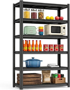 Kitchen Shelf Organizer & Pantry Shelving, 5-Tier Adjustable Metal Bakers Rack, Heavy Duty Storage Unit for Home Organization, Microwave Stand, Utility Rack for Closet (5-31"W X 12"D X 59"H)