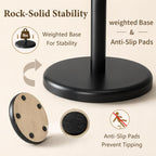 Solid Wood Freestanding Coat Rack with 6 Gold Metal Hooks, Heavy-Duty Freestanding Coat Stand for Coats, Hats, and Bags, Coat Racks for Bedroom, Entryway, and Living Room (Black)
