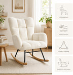 Nursery Rocking Chair, Ergonomic High Back Armrests, Metal Frame Capacity Easy Assembly, Accent Chair with High Backrest Reading Chair for Adult, Nursery, Bedroom, Living Room,Offices