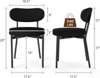 KROFEM Set of 4 Boucle Fabric Dining Chairs, Mid-Century Style Comfort Sponge Filled Seat Back Dining Room Chairs for Kitchen Dining Table，Black
