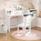 Kids Study Desk with Chair,Wooden Children Study Table, Kids Desk & Chair Sets with Hutch and Storage Cabinet for 3-12 Year Old, Student Writing Desk Computer Workstation for Kids Bedroom & Study Room