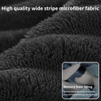 3FT Bean Bag Chairs for Adults, Medium Memory Foam Beanbags with Machine-Washable Wide Stripe Plush Cover Bean Bag Chair for Living Room Bedroom Dorm Office-Jet Black