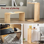 C-Shaped Side Table, Solid Wood End Table for Couch Sofa and Bed, Wooden C Tables for Living Room Bedroom, Small Snack Tray Table for Space Saving (1, 24.4" H-Natural)