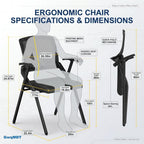 4 Pack Folding Office Chair with Arms, Foldable Conference Room Chairs, Flip-Top Nesting Guest Reception Chair, Breathable Mesh Back Space-Saving Classroom Training Seating, Heavy Duty Fixed Base (8)