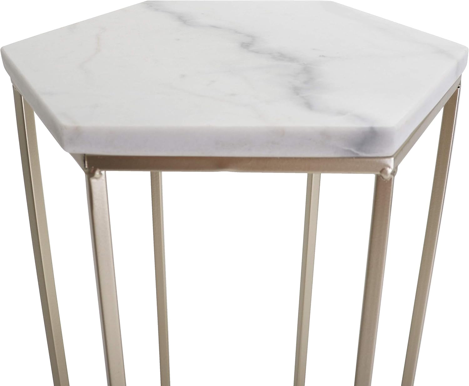 Rutledge & King Hexagon End Table Set - End Tables with Mirrored Tops - Nesting Geometric Accent Tables - Marble Metal Side Tables Hexagon End Table Set (Gold)