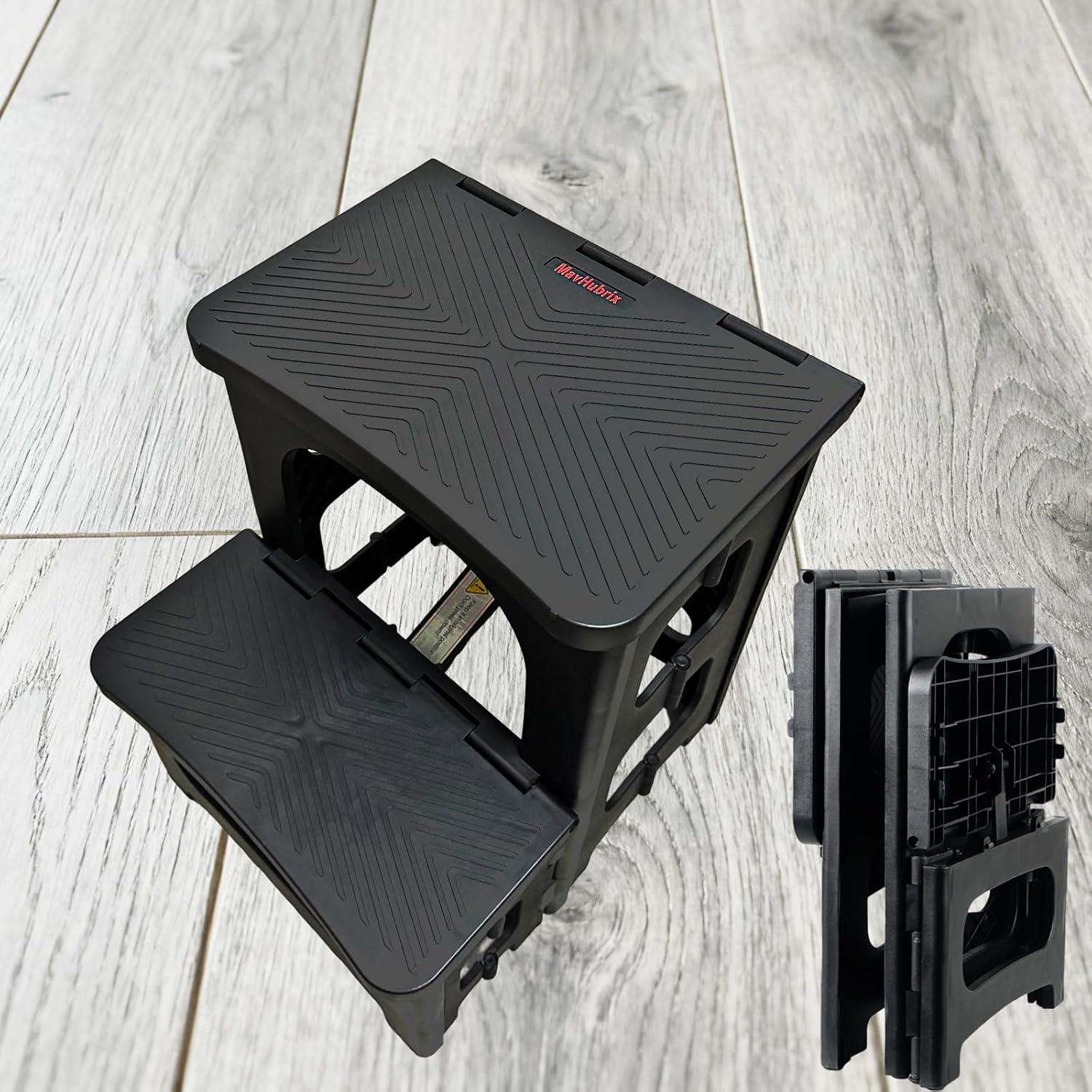 2-Step Folding Stool Ladder,Non-Slip Portable Collapsible Step Stool for Kitchen Bathroom Home RV Closet Office, 16.5" Heights, Holds 300 lbs,Foldable Lightweight Design only 4.6Ibs (Black)