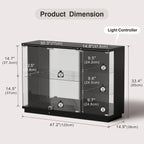 High Gloss Glass Display Cabinet with Lock & LED Light for Toys, Black | Curio Cabinet with Human Body Sensor & Glass Shelves, Display Case for Toys, Books, Collectibles, Sideboard for Living Room