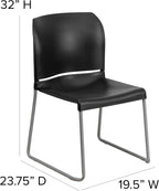 EMMA + OLIVER Home and Office Guest Chair Black Full Back Contoured Sled Base Stack Chair