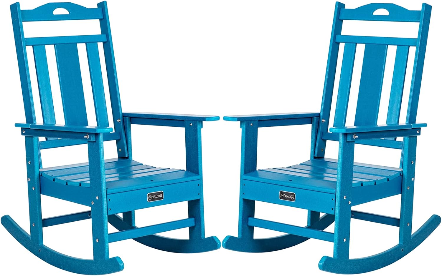 nalone Outdoor Rocking Chairs Set of 2, Oversized Porch Rocker Chair for Adult, All-Weather Resistant Patio Rocking Chair for Garden Lawn (Blue)