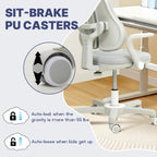 Kids Desk Chair, Ergonomic Study Chair for Kids with Lumbar Support， Adjustable Height, Flip-Up Armrests, Adjustable Backrest for Home Bedroom