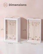 Lolalet Upgraded Double-Sided Hanging Necklace Organizer Box, Jewelry Display Case with Double-Sided Clear Window for Necklaces Bracelets, Tangle-Free Necklace Storage Box, White, 2-Layer 40 Hooks