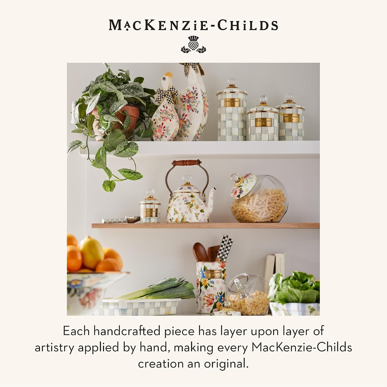 MACKENZIE-CHILDS Wildflowers Pink Large Canister