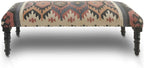 LR Home Upholstered Bench for Bedroom End of Bed |Southwestern Vintage Ottoman Bench with Cushion for Dining, Living Room, Entryway, Window, Outdoor | 47" W X 16" D X 18" H | Red/Ivory/Multicolor