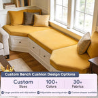 Custom Bench Cushion for Indoor/Outdoor Furniture Waterproof Non-Slip Window Seat Cushions with Ties Removable Washable Outdoor Bench Cushions for Swing Sofa Bay Window Cushion