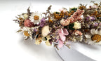 Rustic Preserved Dried Flower Crown Natural Floral Headband with Daisy Cream Mixed Flowers for Women Maternity Brides Bridesmaids Flower Girls Family Photography