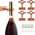 Lily's Home Bar Wall Mount Single Wine Bottle Display Holder, Set of 4, Industrial Design with Mounting Hardware, Works with Wine or Liquor Bottles, Copper Finish (4-1/2” x 1-3/8” x 2-3/4”)