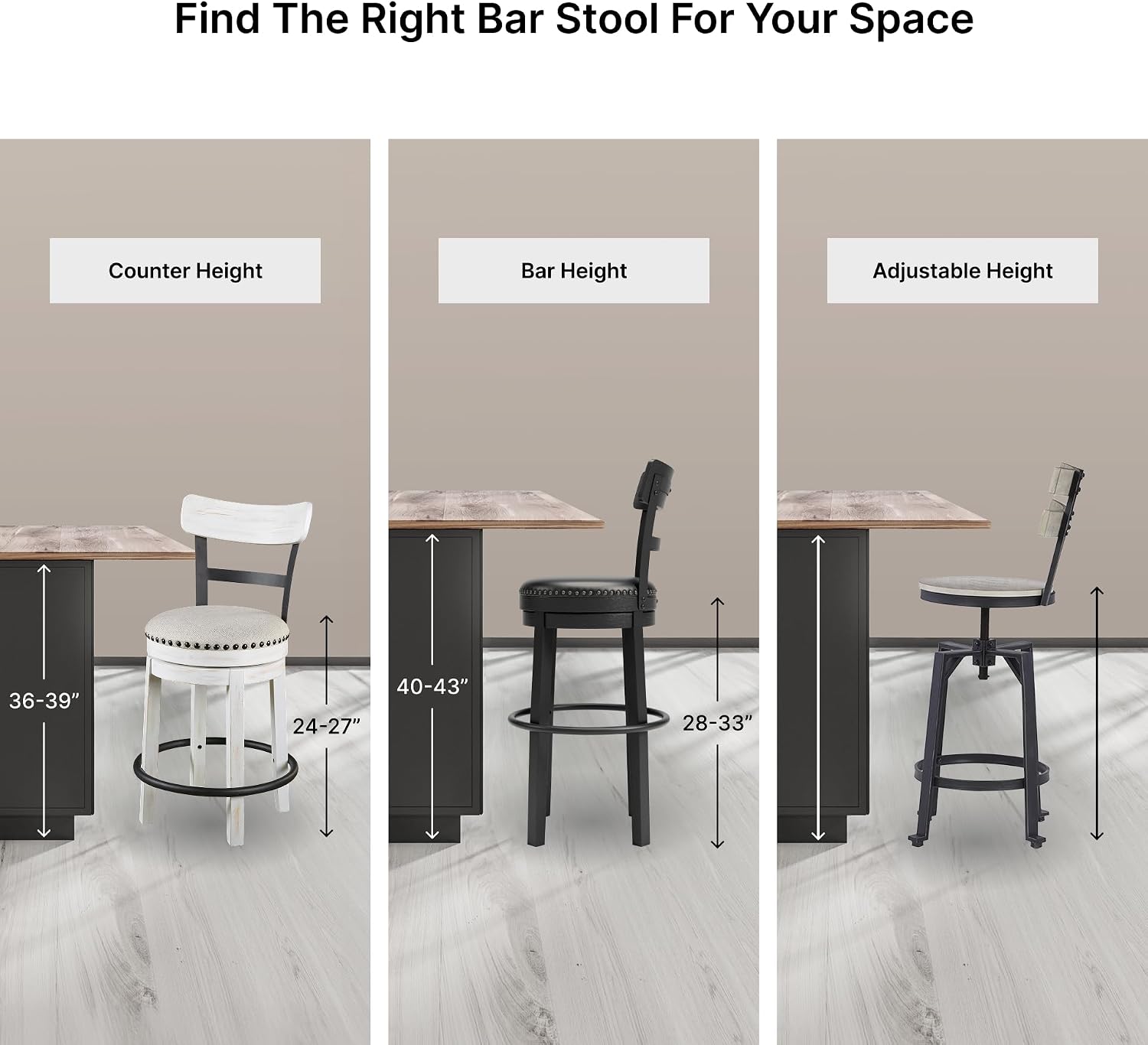 Signature Design by Ashley Valebeck Barstool, Rustic-Industrial Counter Height Chair, 360° Swivel, Wood & Metal Frame, Cushioned Seat, Ideal for Kitchen Island with Seating, Vintage White