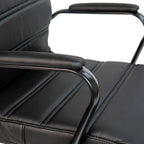 EMMA + OLIVER Mid-Back Black LeatherSoft Executive Swivel Office Chair with Black Frame/Arms