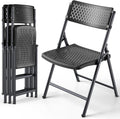 Folding Chair 4 Pack, Foldable Portable Chair with Breathable Molded Plastic Mesh Back & Seat, Sturdy Metal Frame Support up to 400lbs, Indoor Outdoor Foldable Chair for Party,Dinnig,Events,Black