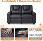 HONEY JOY 2-Seater Kids Recliner, Double Toddler Loveseat Sofa w/2 Cup Holders, 2 Side Pockets, Adjustable Backrest & Footrest, PU Leather Children Couch for Boys Girls Age 3+ (Black)