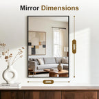 Bathroom Vanity Mirror for Wall, 30x20 Matte Black Bathroom Mirror, Shatterproof Tempered Glass Rectangle Wall Mounted Bathroom Mirrors for Over Sink, Bedroom, Living Room, Entryway