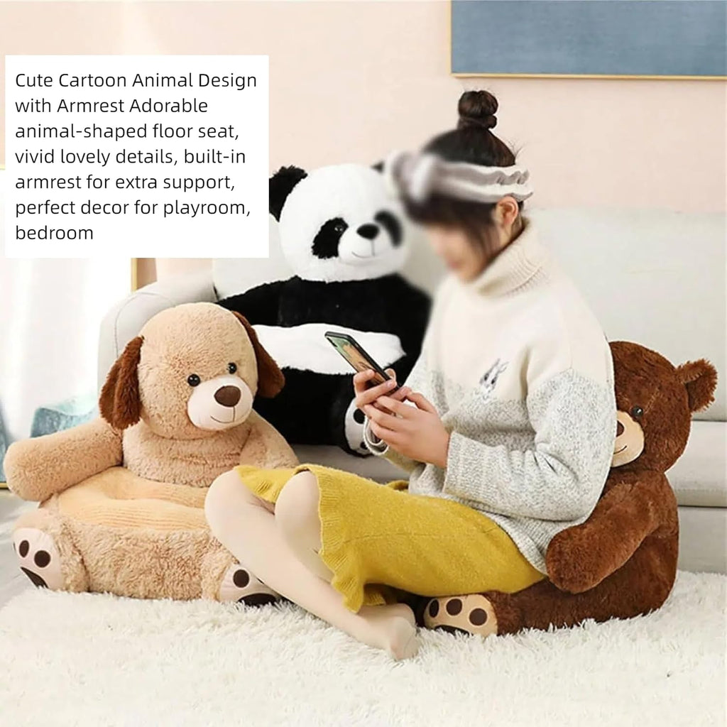 Plush Bean Bag Chair Comfy Reading Small Couch Cozy Floor Chairs Bedroom Chairs Cute Cartoon Mini Armrest Sofa Seat Animal Shaped Cushion Room Decoration 50cm / 45cm / 50cm (Dark Brown)