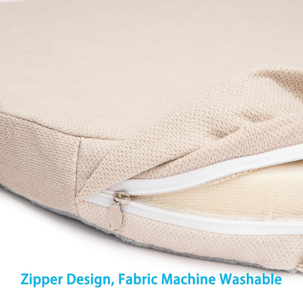 Chair Cushions for Dining Chairs, D-Shaped Non-Slip Seat Cushions with Removable Washable Covers & Ties, Chair Pads for Kitchen, Indoor Patio 17" x 16" (Cream, 4 Count)