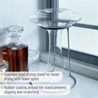 Wine Decanter Drying Stand with Cleaning Brush and Decanter Cleaning Beads,Wine Decanter Drying Rack with Rubber Coated Top to Prevent Scratches.Decanter Cleaner for Standard Large Wine Decanters