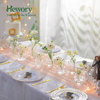 Hewory Ribbed Bud Vases for Centerpieces: Set of 16 Small Clear Glass Vase for Bridal Baby Shower Home Decor - Modern Table Decoration for Wedding & Event Planners