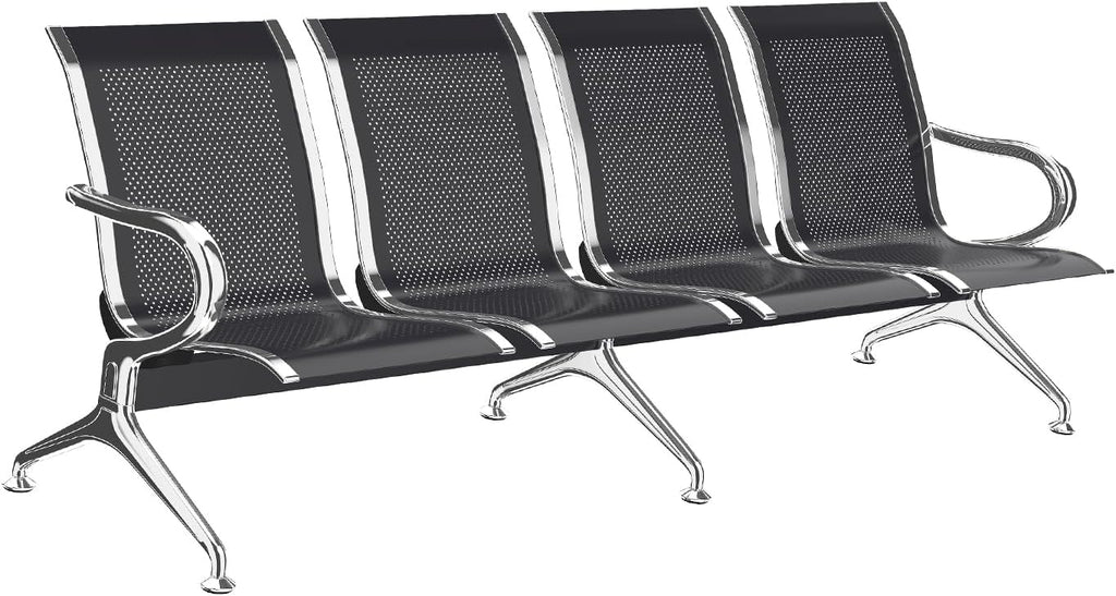Kinfant Waiting Room Chairs - Whole 4-Seat Connect Reception Chairs Waiting Room Chairs with Arms & Stainless Steel Frame, Waiting Room Bench Lobby Chair for Office Airport Bank Hospital