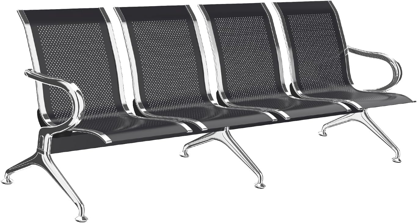 Kinfant Waiting Room Chairs - Whole 4-Seat Connect Reception Chairs Waiting Room Chairs with Arms & Stainless Steel Frame, Waiting Room Bench Lobby Chair for Office Airport Bank Hospital