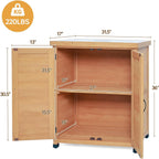 31" Weatherproof Small Storage Cabinet, Storage Cabinets with X-Shape Sturdy Design, Tool Cabinet with Magnetic Door for Patio and Garage, Light Brown