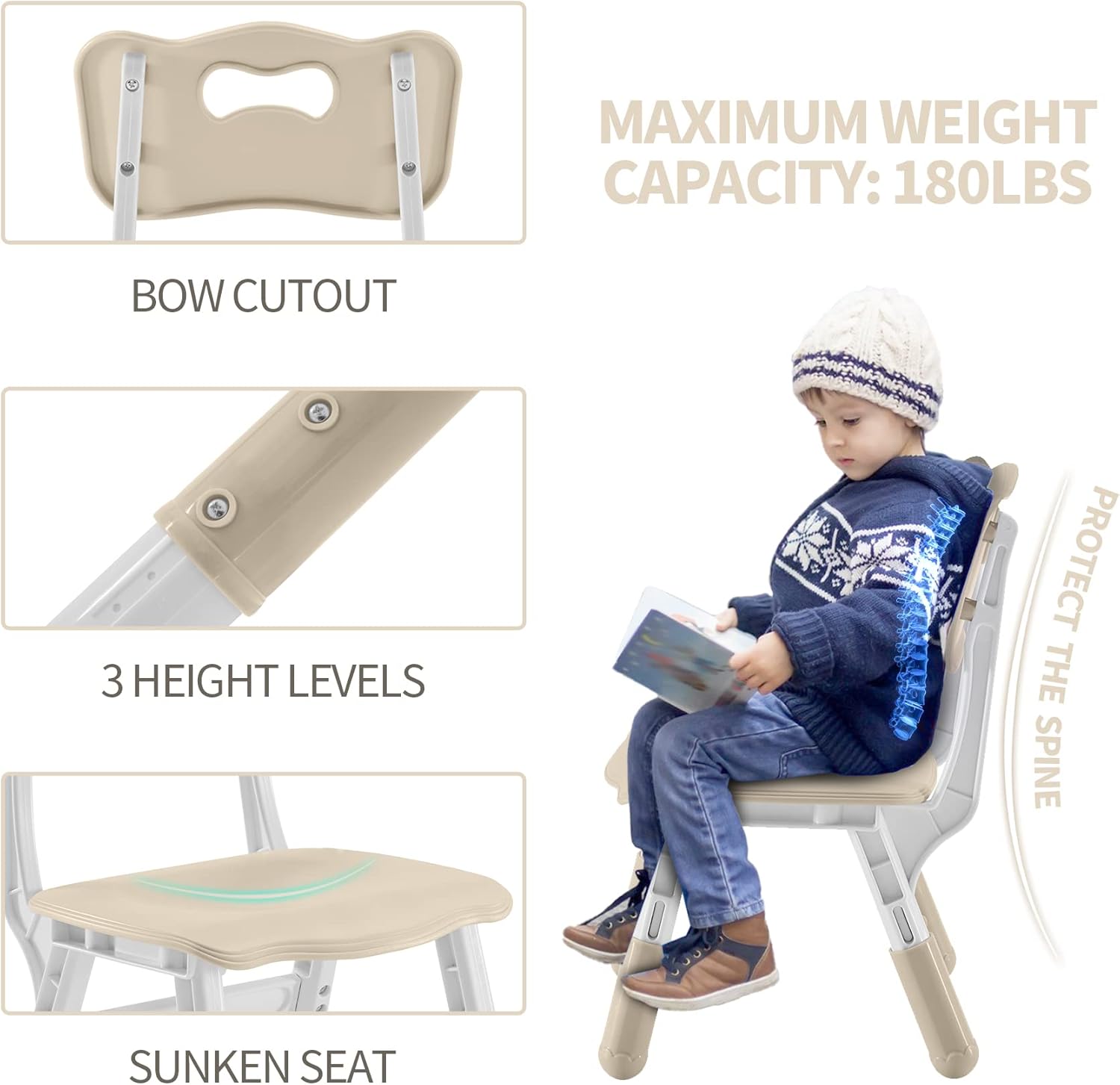 DOREROOM Toddler Table and Chairs Set for 4, 47.2''L x 23.6''W Kids Study Table and Chair Set, Height-Adjustable, Graffiti Desktop, Children Activity Table for Daycare, Classroom, Home