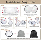 2 Pcs Black Pop Up Mosquito Net for Bed with Drawstring Bag Mosquito Head Net, 78 x 31 x 22 Inch Portable Foldable Mosquito Tent with Double Zipper, Mesh Bed Net for Camping Travel
