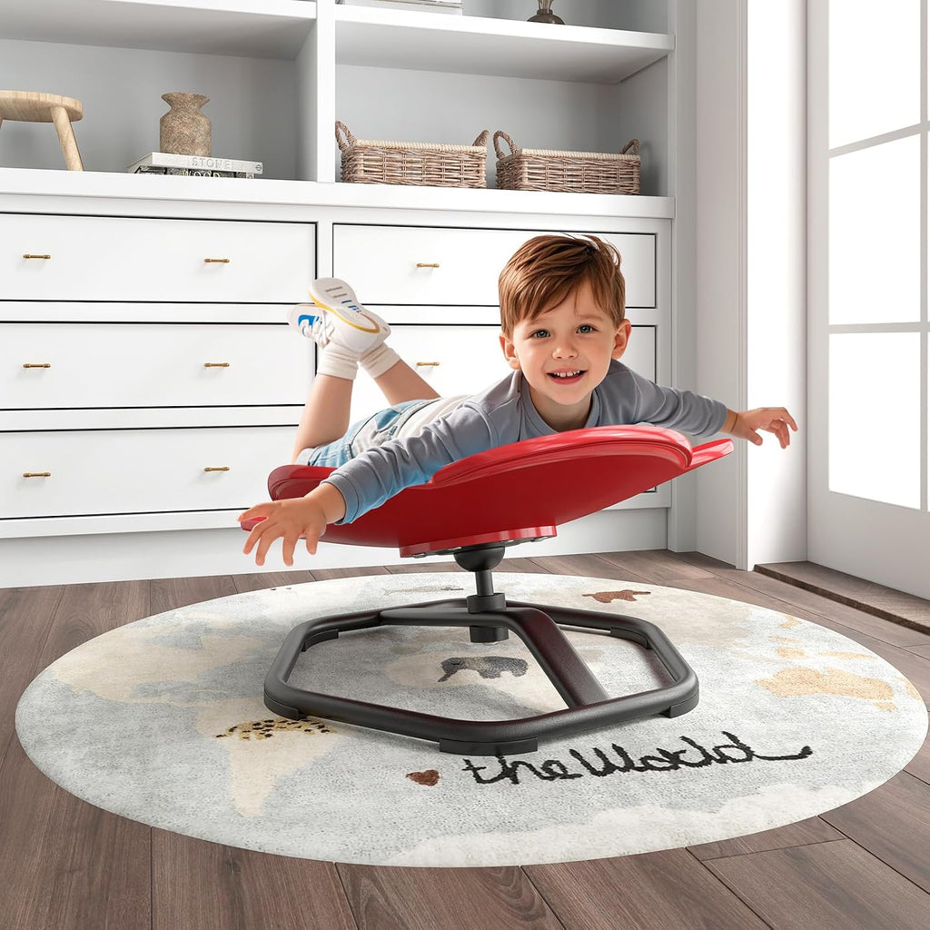 Costzon Sensory Chair, 360° Sit & Swivel Autistic Children Sensory Toy w/Non-Slip Metal Base for Training Body Coordination and Indoor Outdoor Use, Spinning Chair for Autistic Kids (Red,Elephant)